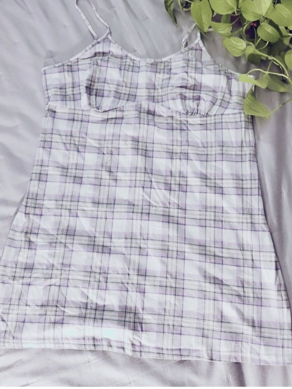 La Vie En Rose Lavender Plaid Slip Dress